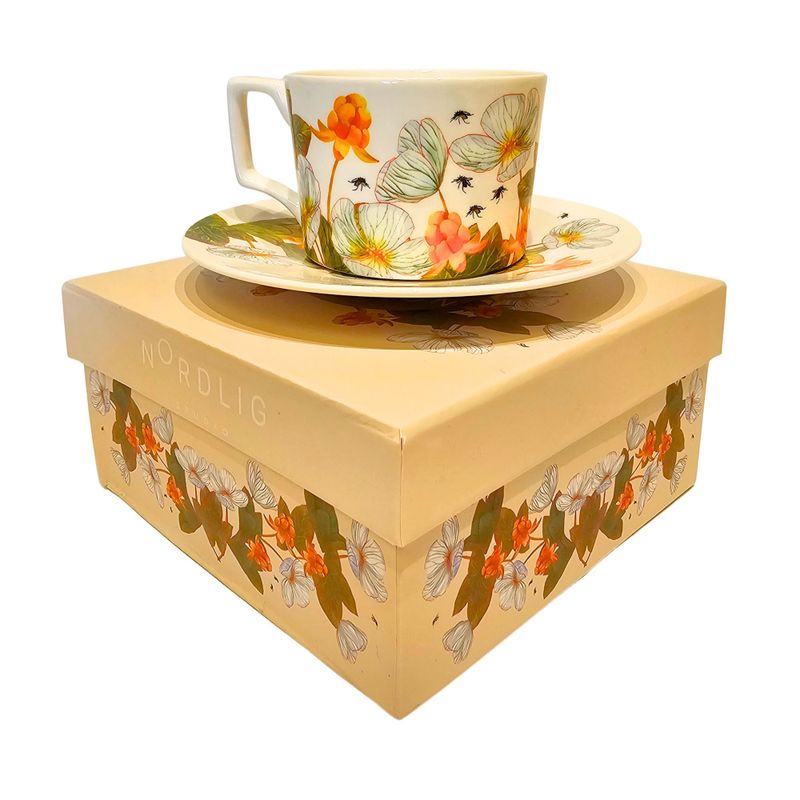 Kopp med Fat Hjortronblomning Porslin 