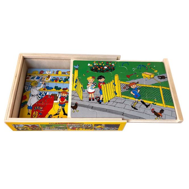 Hovedbilde Pippi Langstrømpe 4 x Trepuslespill