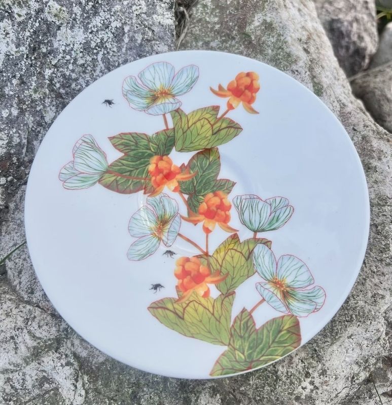 Kopp med Fat Hjortronblomning Porslin 